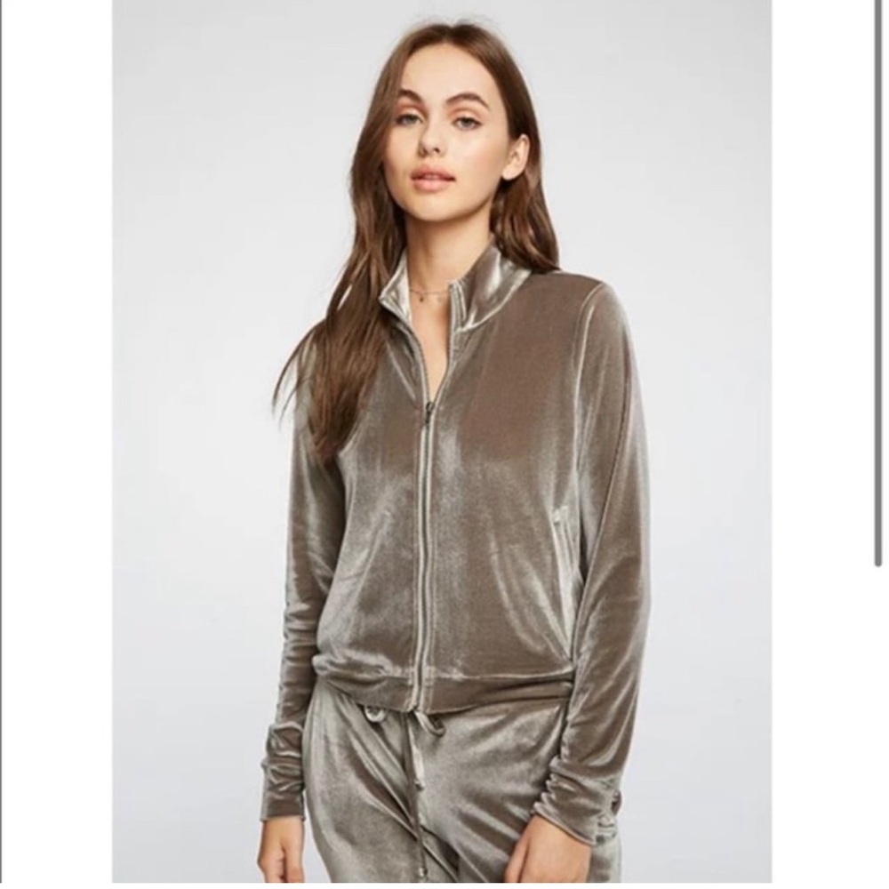 Revolve Chaser | Like New Bronze Velour Zip Up Track Style Jacket